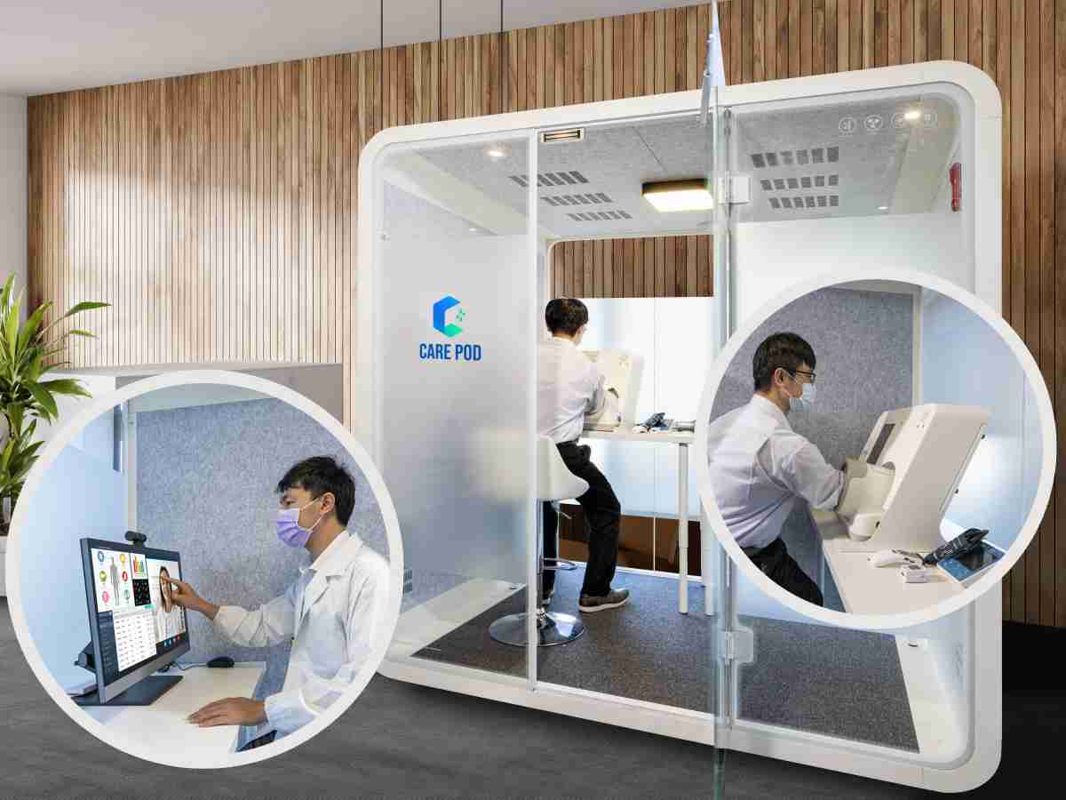 达擎于医疗科技展中展出＂远距诊疗舱＂，，以因应医疗数字化及社会高龄化趋势下、、、、复诊及慢性病患等族群对于远距看诊需求逐渐升高所推出的创新整合方案。。多功能合一、、、高隐私性的远距诊疗舱可根据病患端与医师端的不同需求，，提供弹性化及客制化功能，，，节省医生和病患的精力及时间